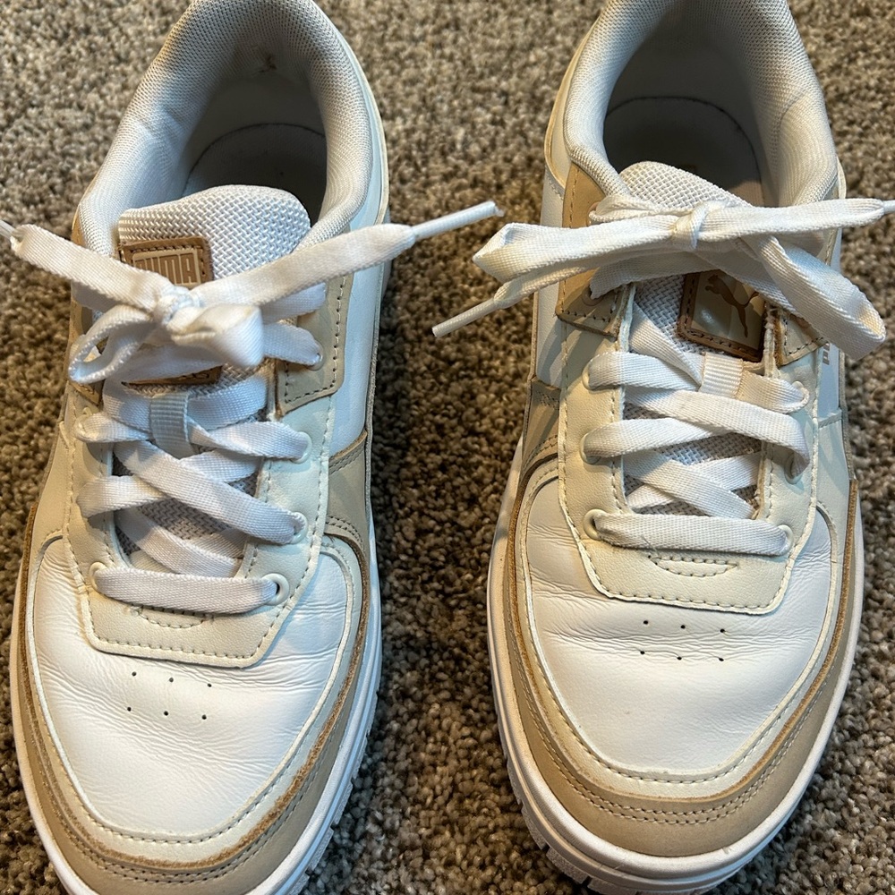 Puma Cali Platform White and Cream Casual Sneakers